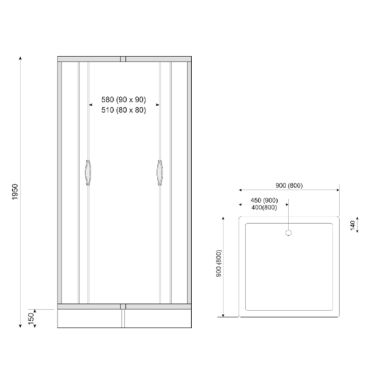 LIVENO Душевая кабина с поддоном KP-KAMA-Q-1590-G